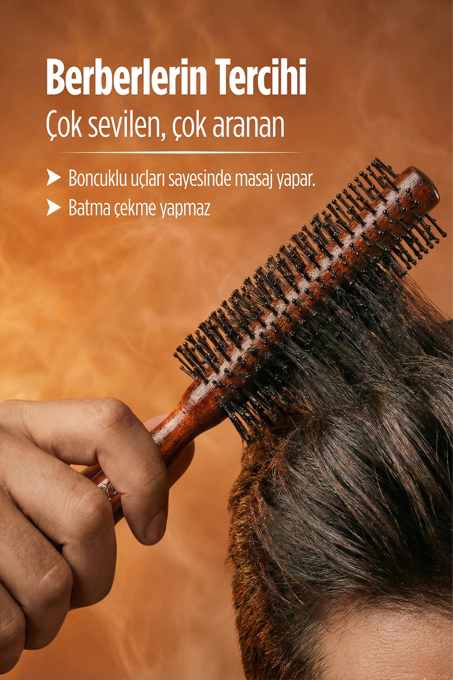 Elsa 007 ufak erkek fön fırçasıyla kısa saç şekillendirme