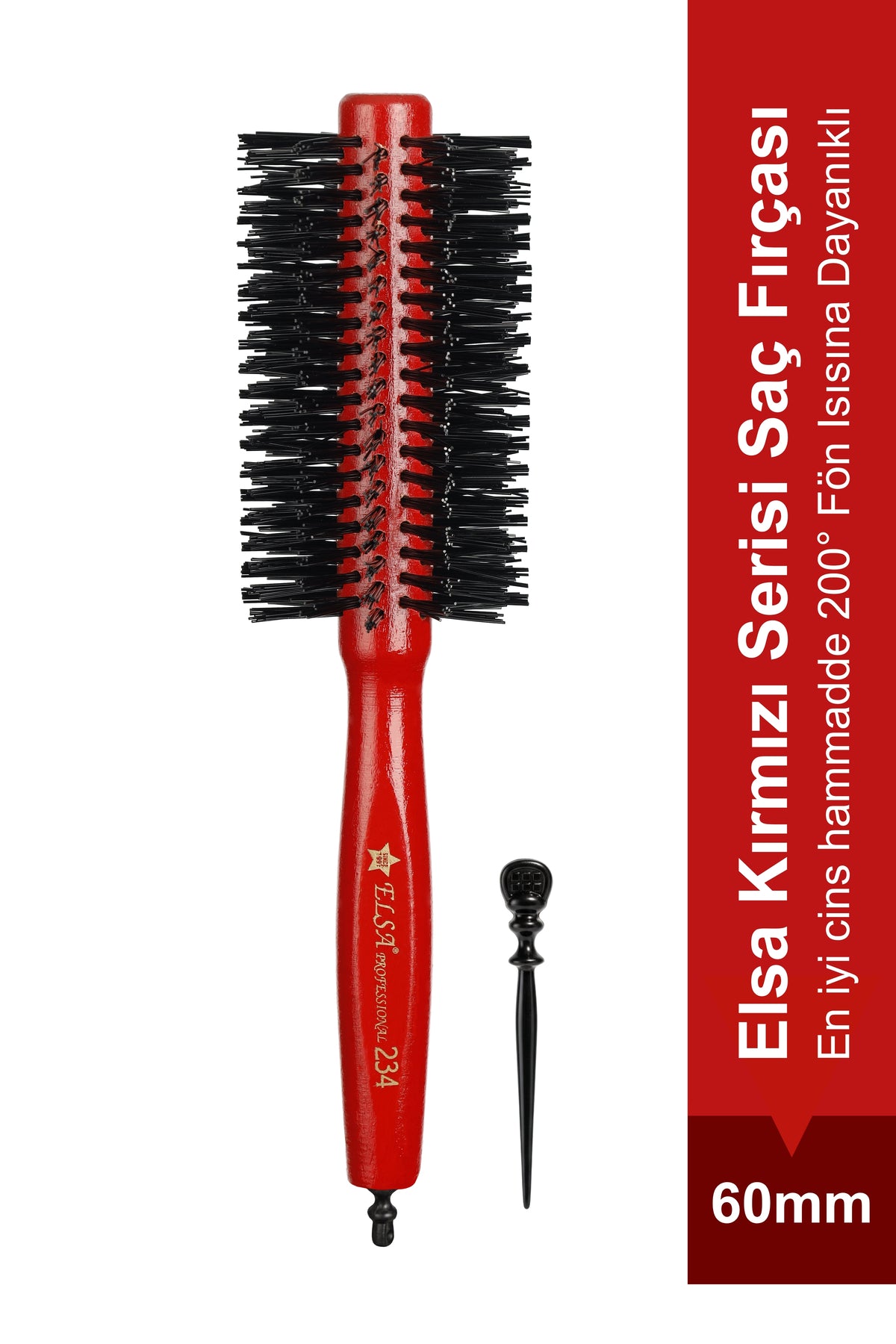 Elsa Professional 234 Kırmızı 60 mm fön fırçası ve çıkarılabilir bölümlendirme aparatı