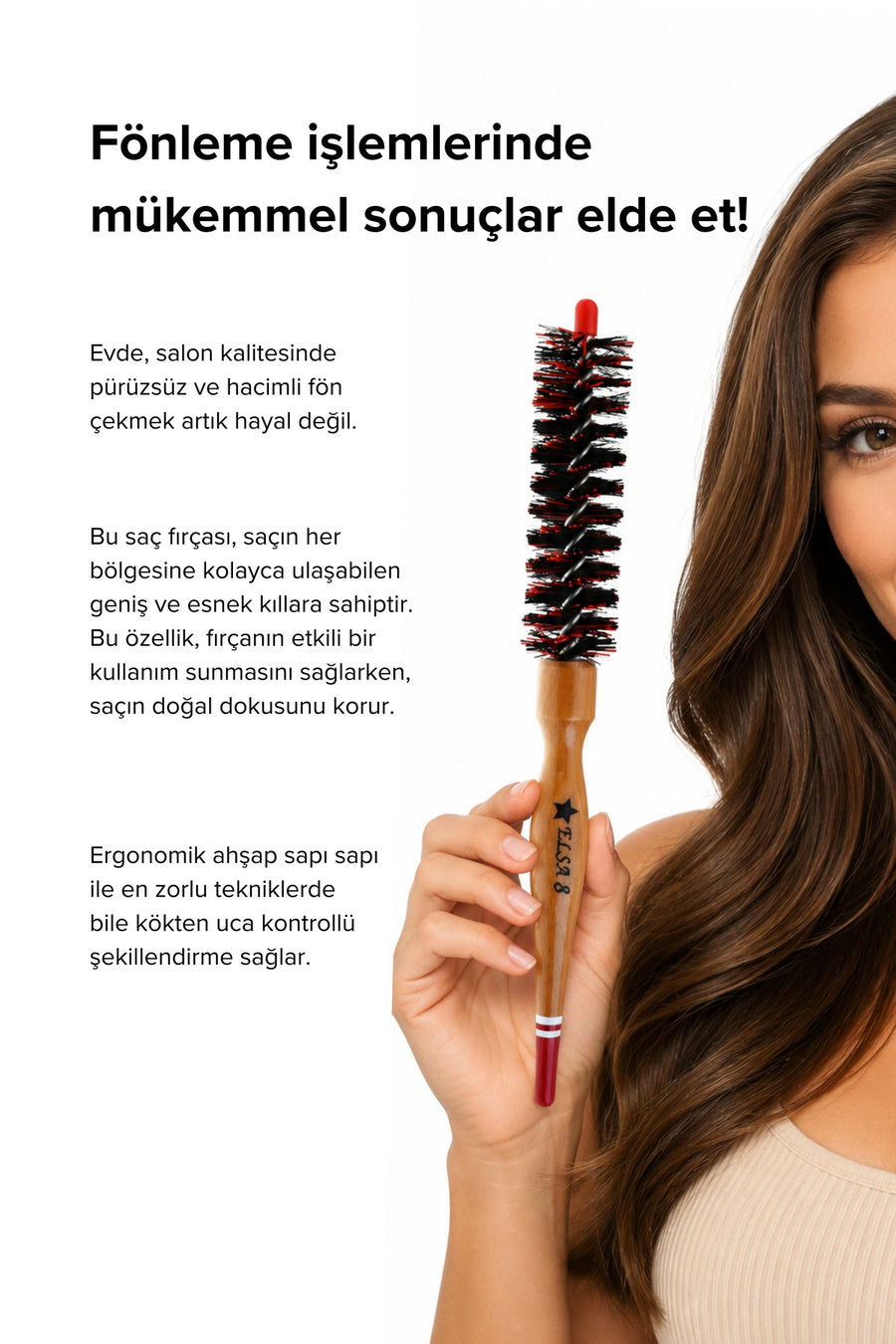 Elsa Professional 8 İnce 30 mm fön fırçası ile hacimli ve pürüzsüz şekillendirme