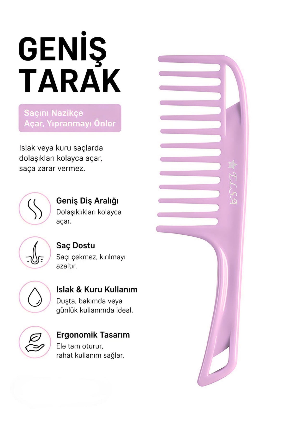Professional 0345 Geniş Tarak 3X Krepe Tarak Hediyeli