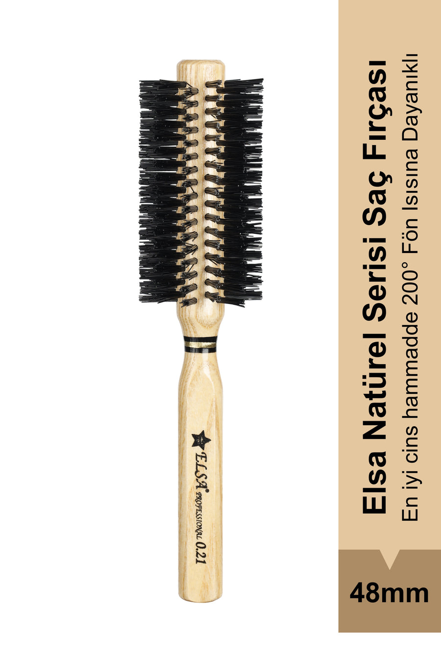 Professional 0.21 Natural Hair Brush 48 mm – Professional Blow-Dry Brush, Volumizing Round Hair Brush