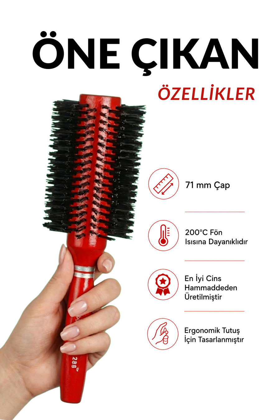 Elsa Professional 288 Kırmızı fön fırçası özellikleri