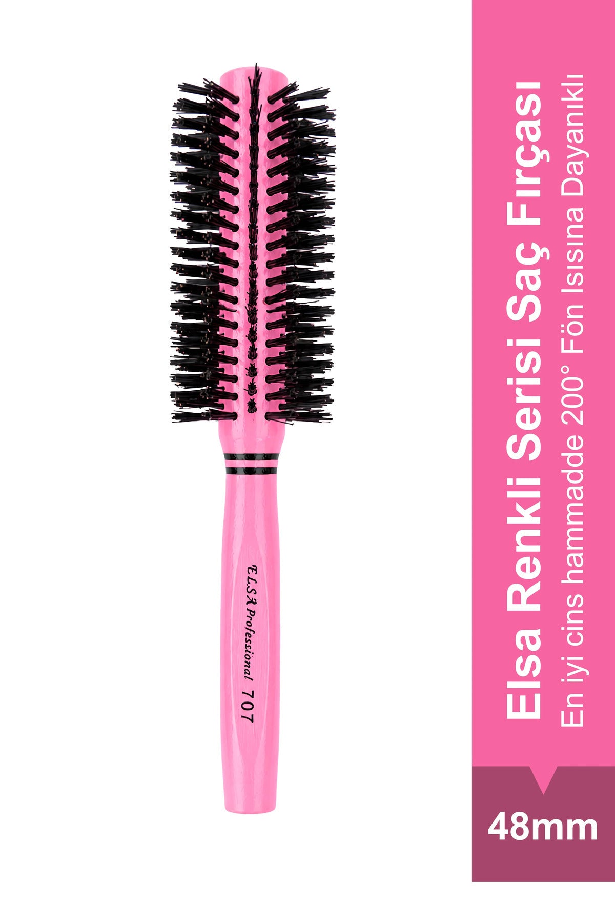 Elsa Professional 707 pembe fön fırçası 48 mm ve 200°C ürün görünümü