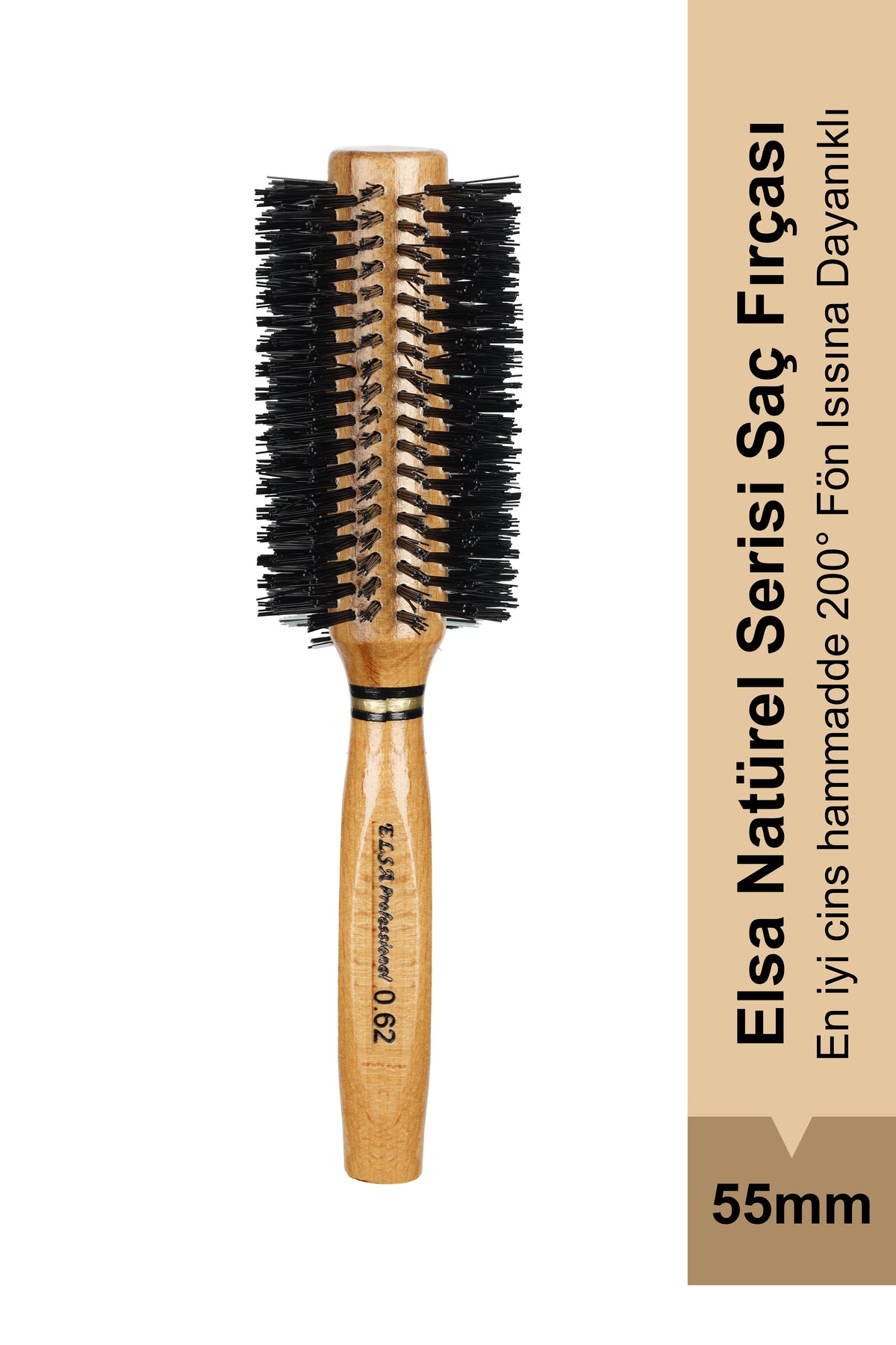 Elsa Professional 0.62 Natürel 55 mm yuvarlak fön fırçası
