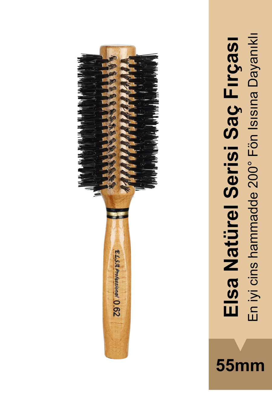 Elsa Professional 0.62 Natürel 55 mm yuvarlak fön fırçası