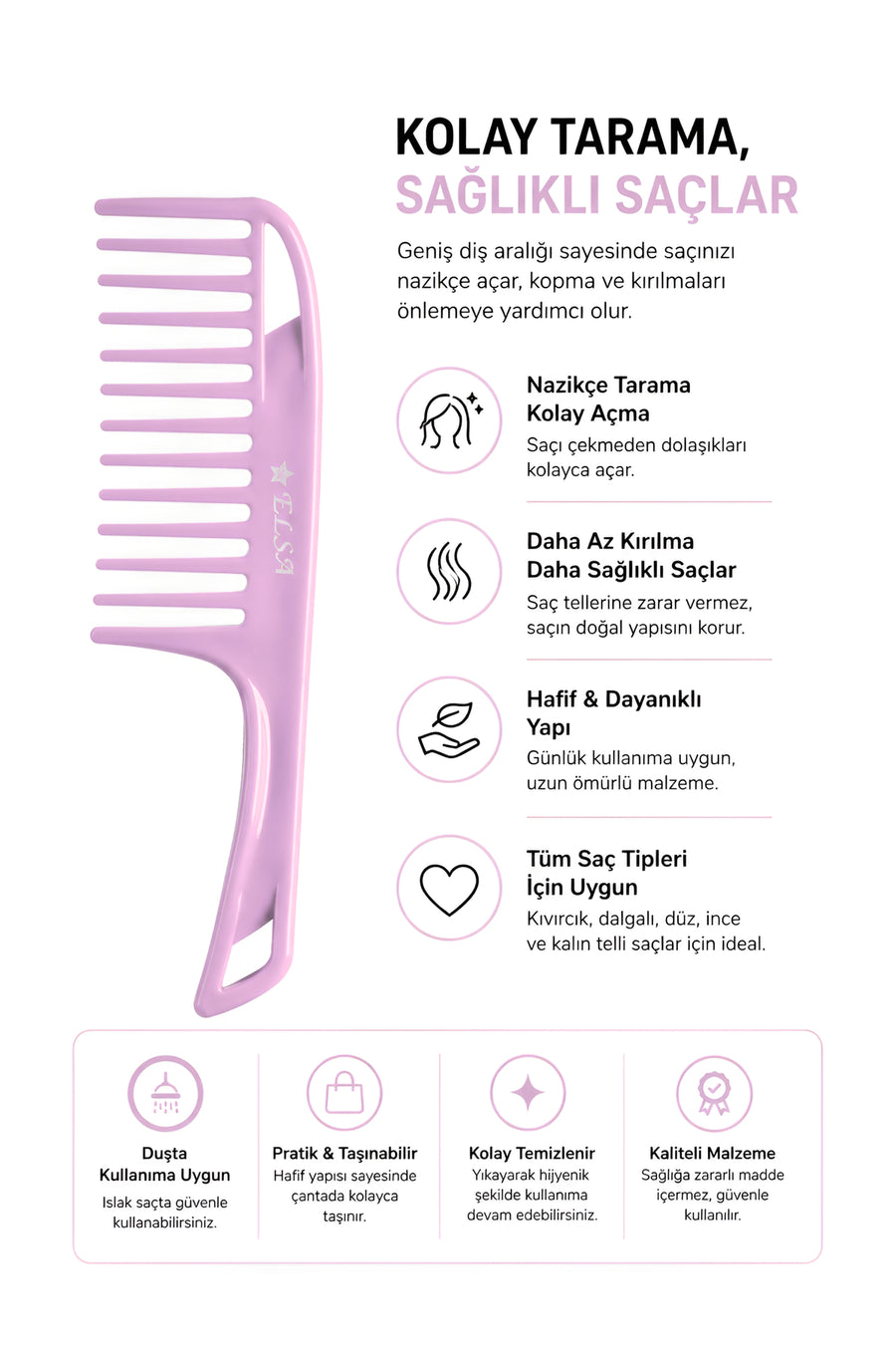 Professional 1058 Non-Slip Comb & 0345 Wide-Surface Comb 2-Piece Set – Easy Combing