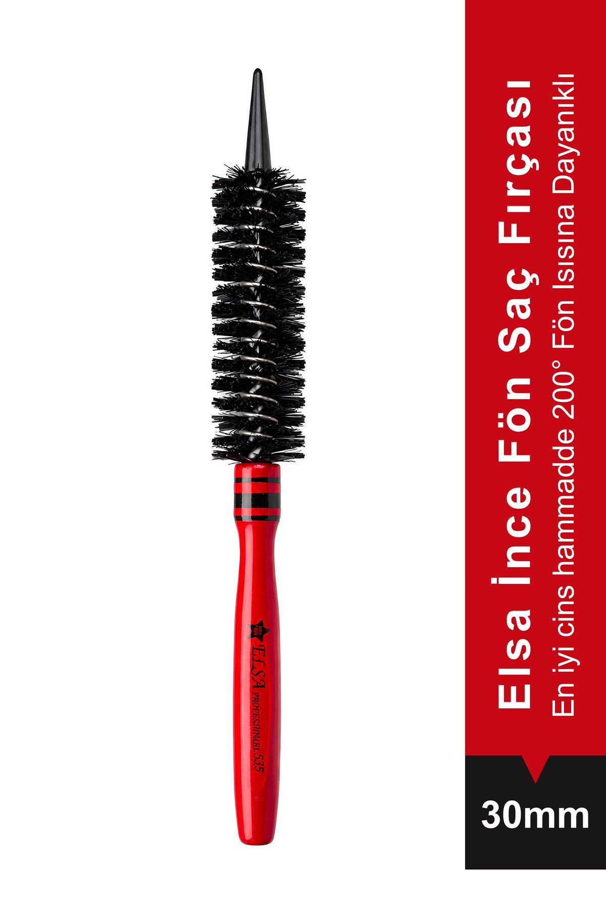 Elsa Professional 535 İnce Yaylı 30 mm ahşap saplı fön fırçası ürün görünümü
