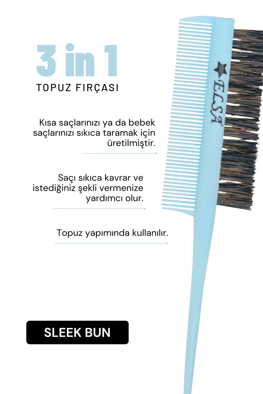 Hair Wax Stick 75 gr and Blue 3-in-1 Bun Brush