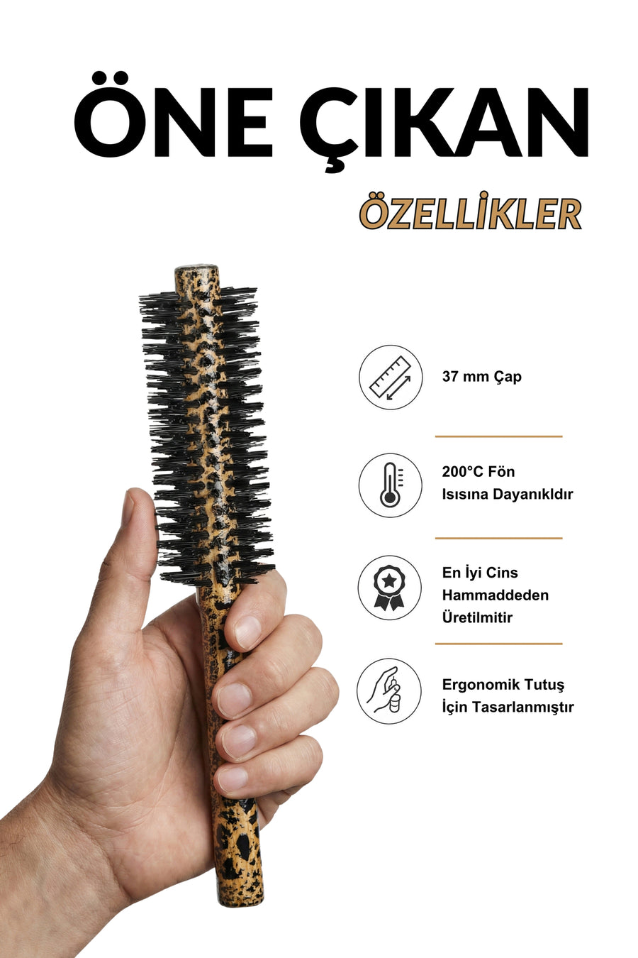 Elsa Professional 17 Kobra 37 mm fön fırçası ergonomik tutuş ve ısı dayanımı