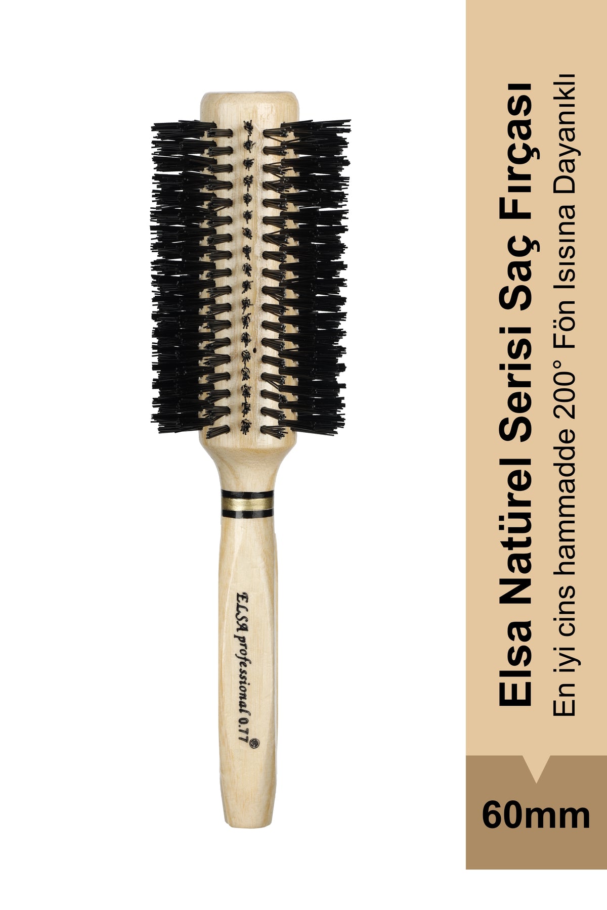 Elsa Professional 0.77 Natürel 60 mm yuvarlak fön fırçası
