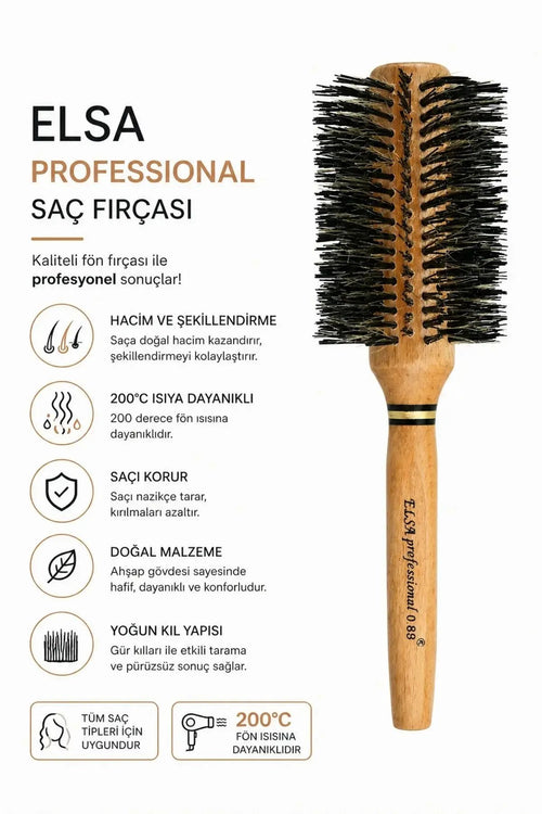 Elsa Professional 0.89 Natürel Fön Fırçası 71 mm