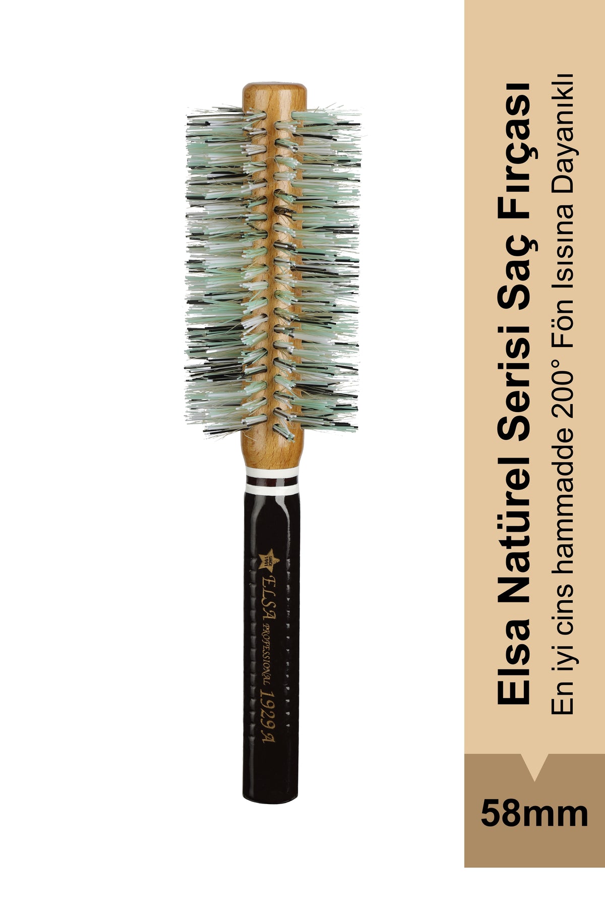 Elsa Professional 1929A Natürel 58 mm yuvarlak fön fırçası