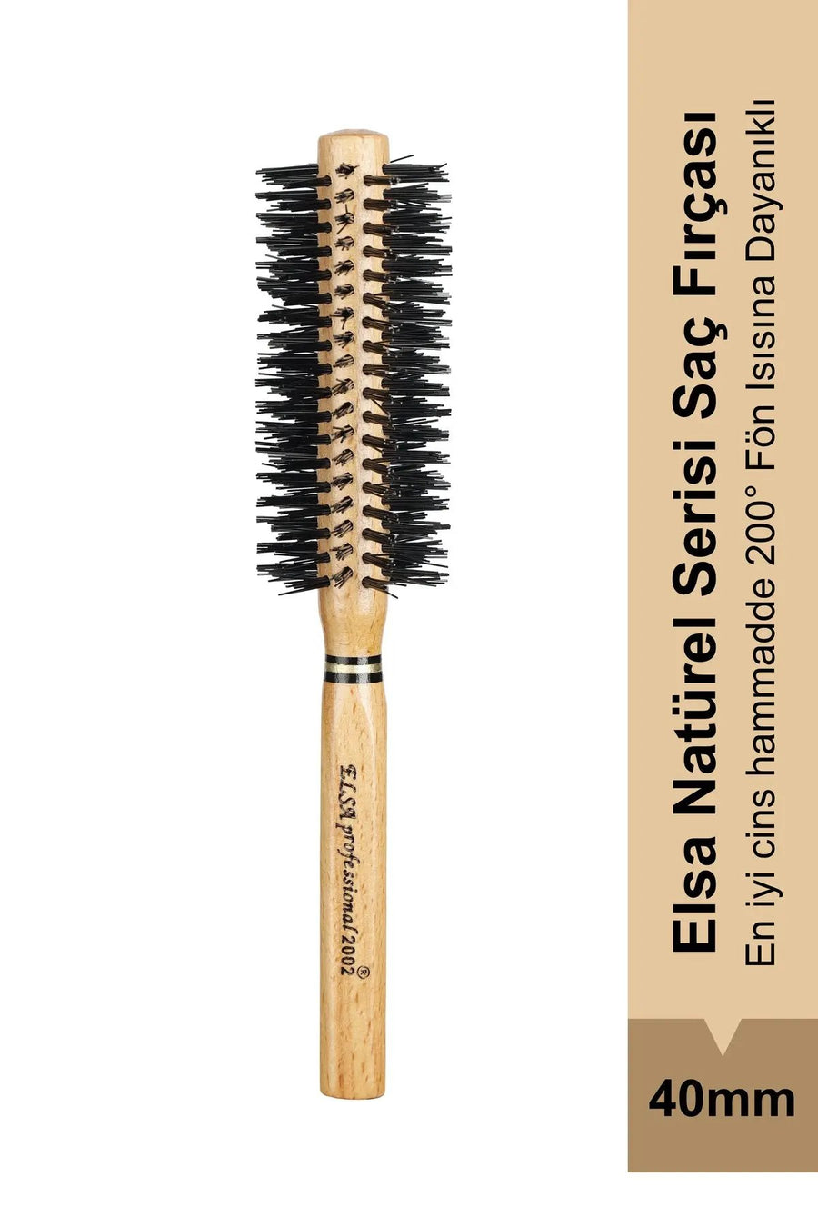Elsa Professional 2002 Natürel 40 mm yuvarlak fön fırçası