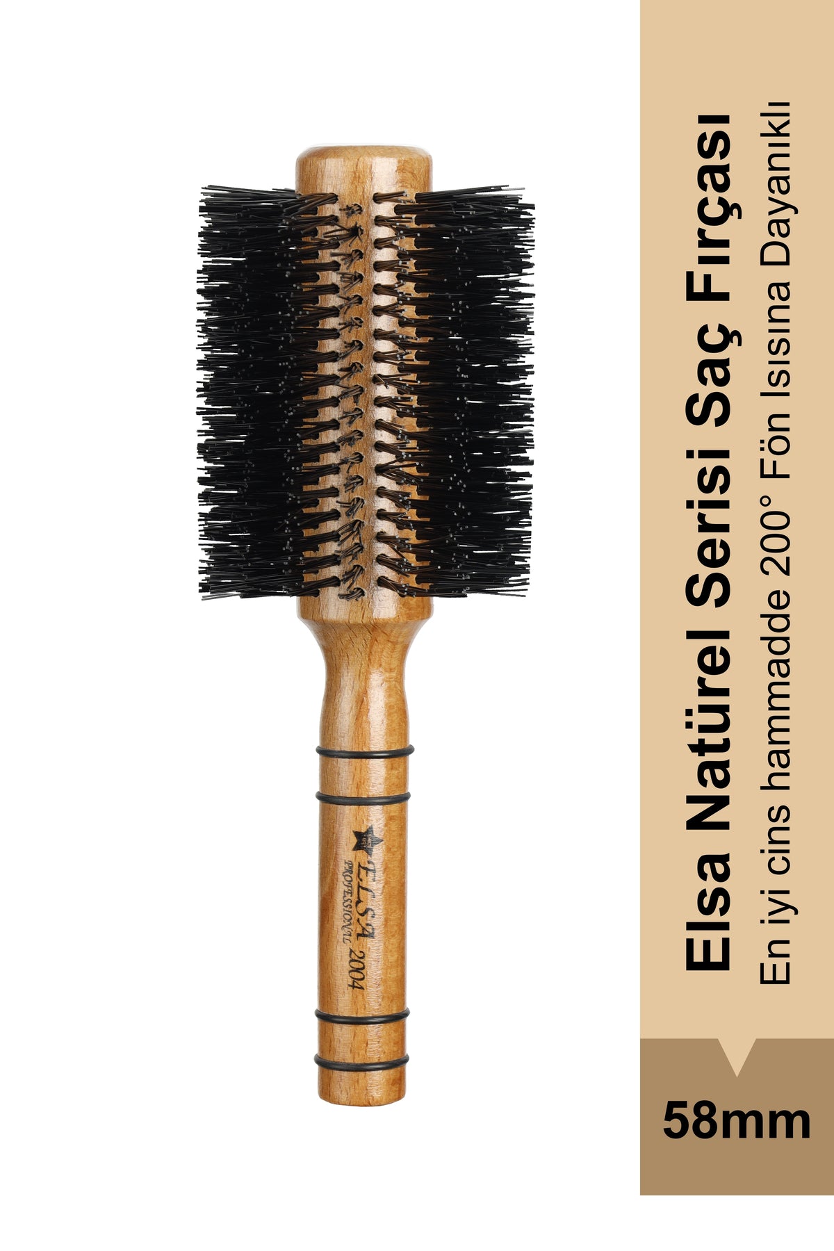 Elsa Professional 2004 Natürel 58 mm yuvarlak fön fırçası