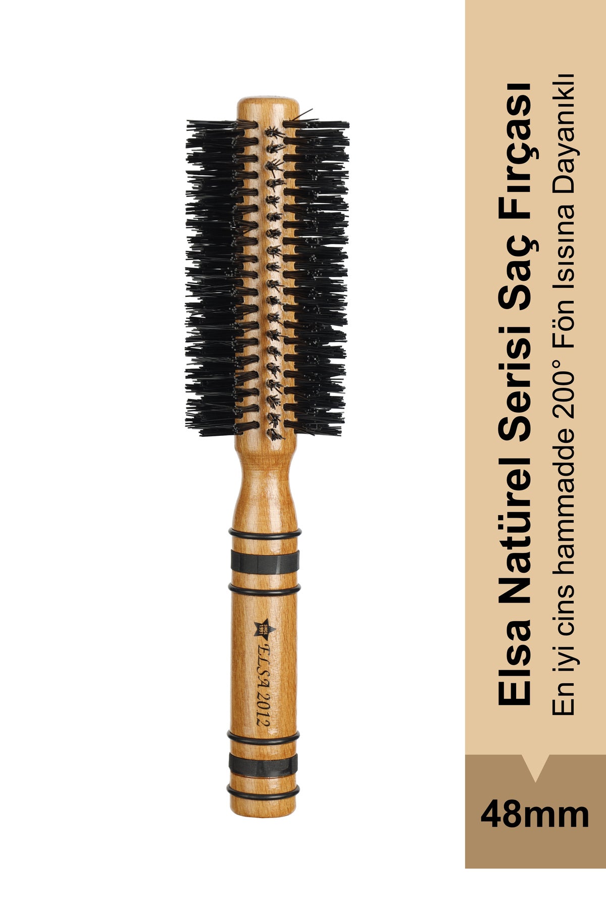 Elsa Professional 2012 Natürel 48 mm yuvarlak fön fırçası