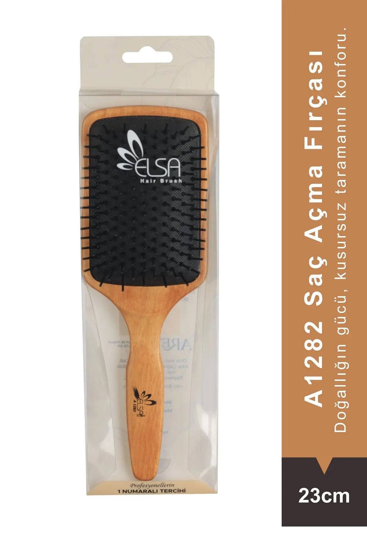 Elsa Professional A1282 ahşap saç açma fırçası 23 cm ambalajlı