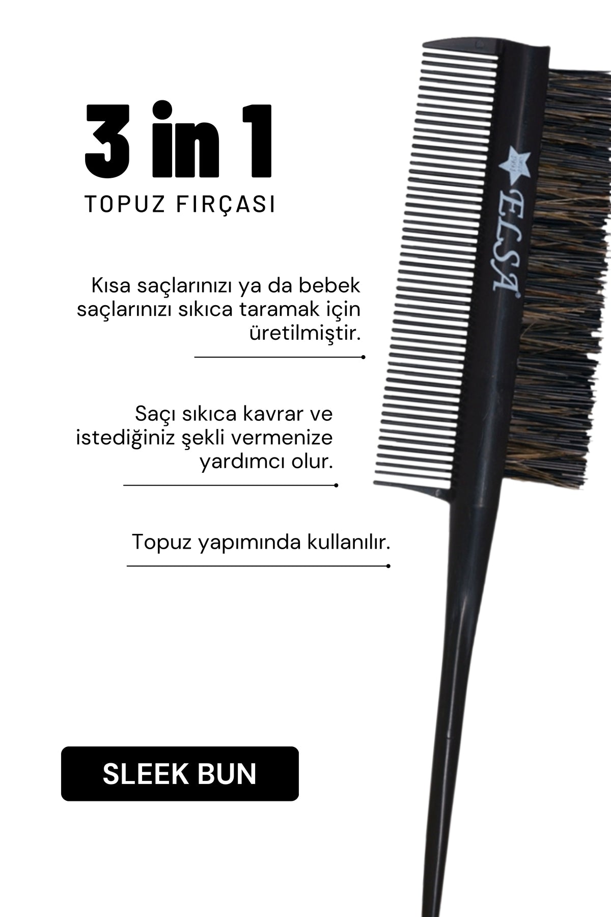 Elsa Professional 0.34 Lila 3'ü 1 Arada Topuz Fırçası - 6. görsel - Elsa Saç Fırçaları