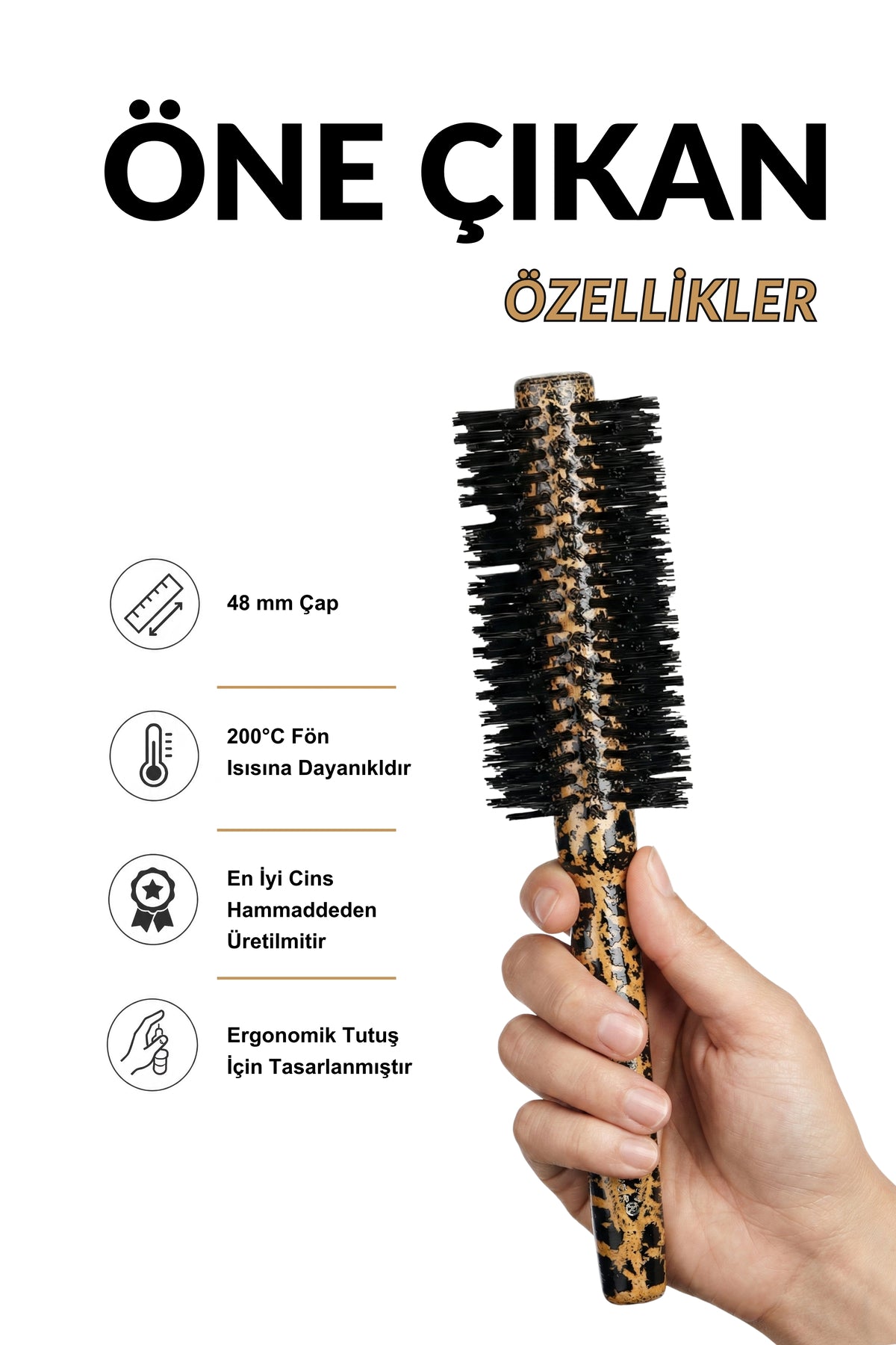 Elsa Professional 0.66 Leopar Desenli Saç Fırçası - 2. görsel - Elsa Saç Fırçaları