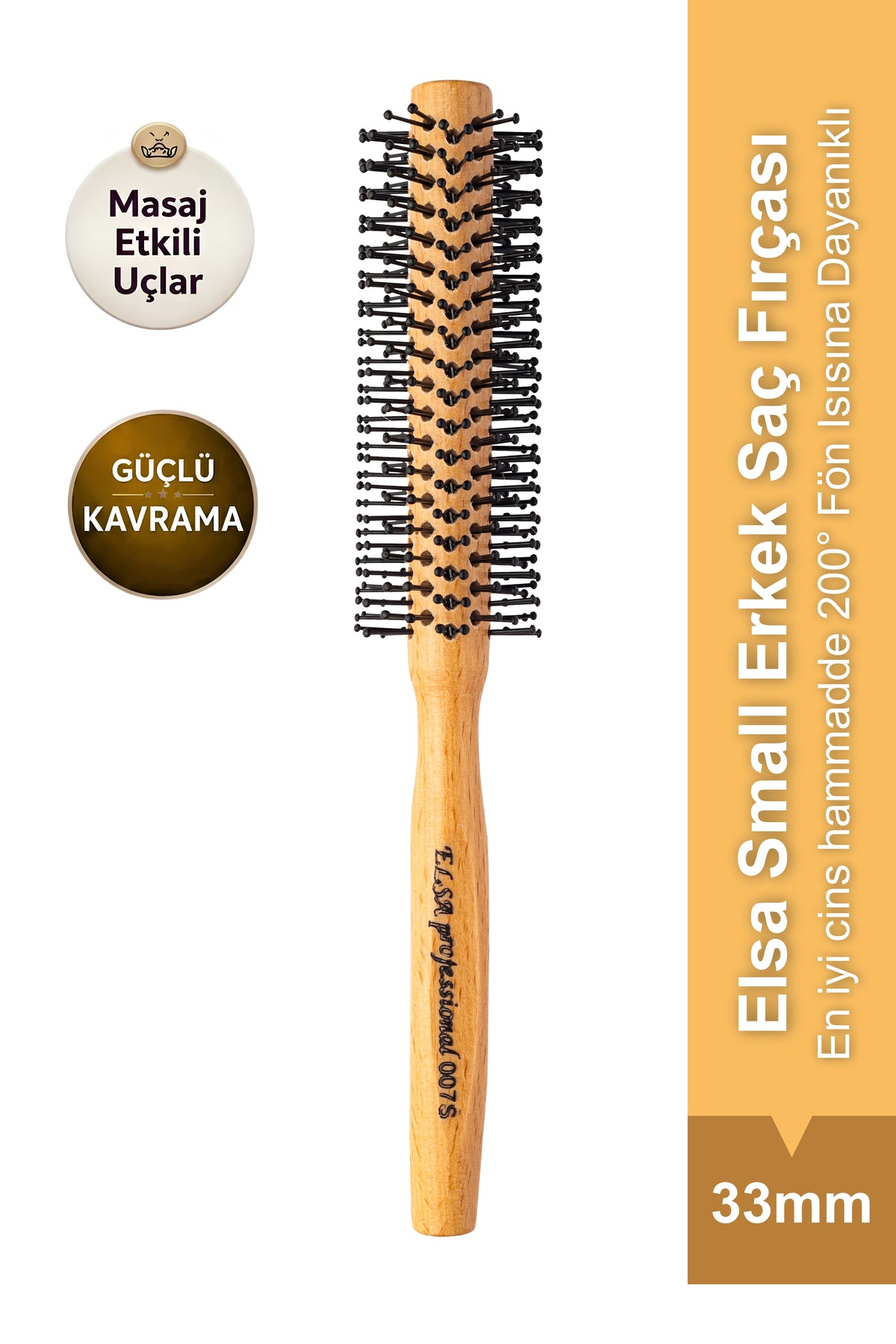 Elsa Professional 007 Natürel Ufak Erkek Saç Fırçası - Elsa Saç Fırçaları