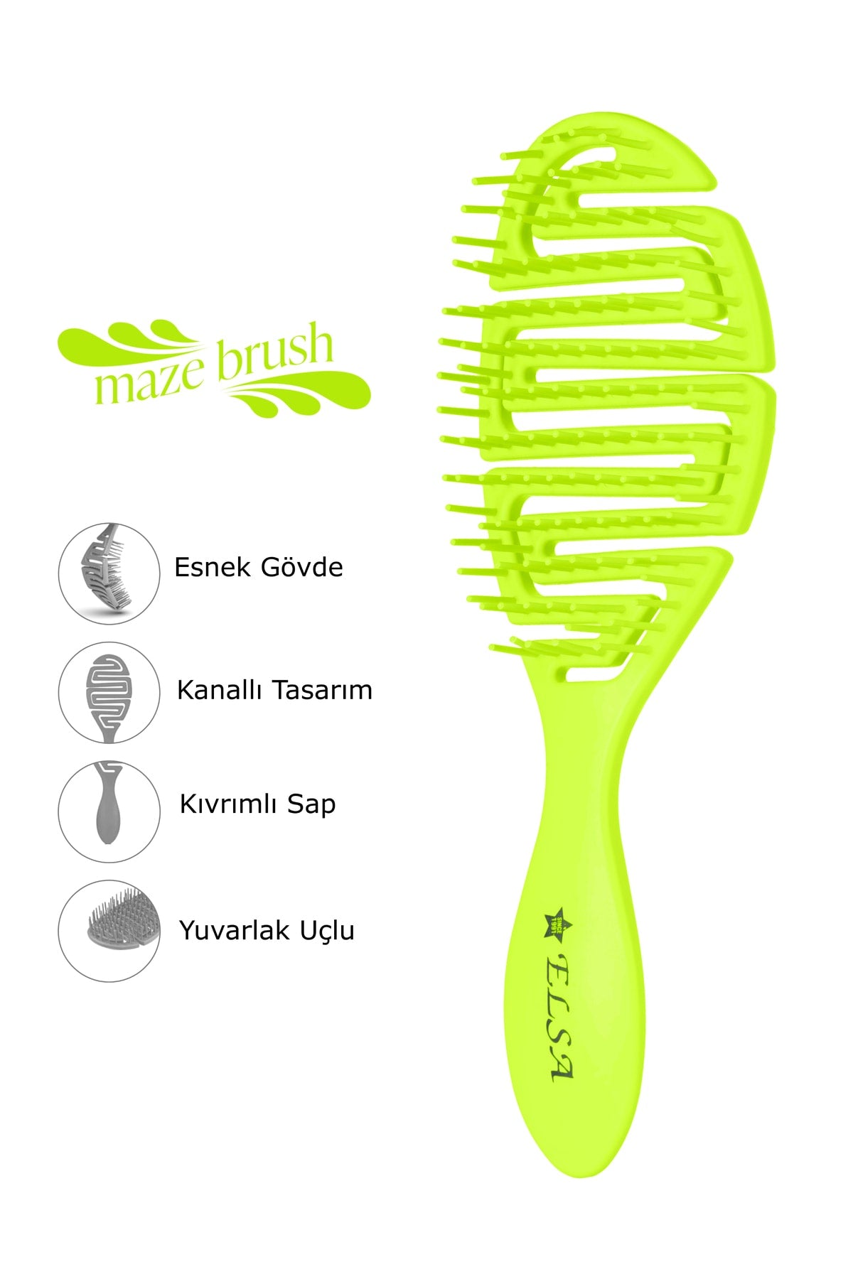 Elsa Professional Üç Boyutlu Saç Fırçası Maze Esnek Saç Açma Fırçası - 3. görsel - Elsa Saç Fırçaları