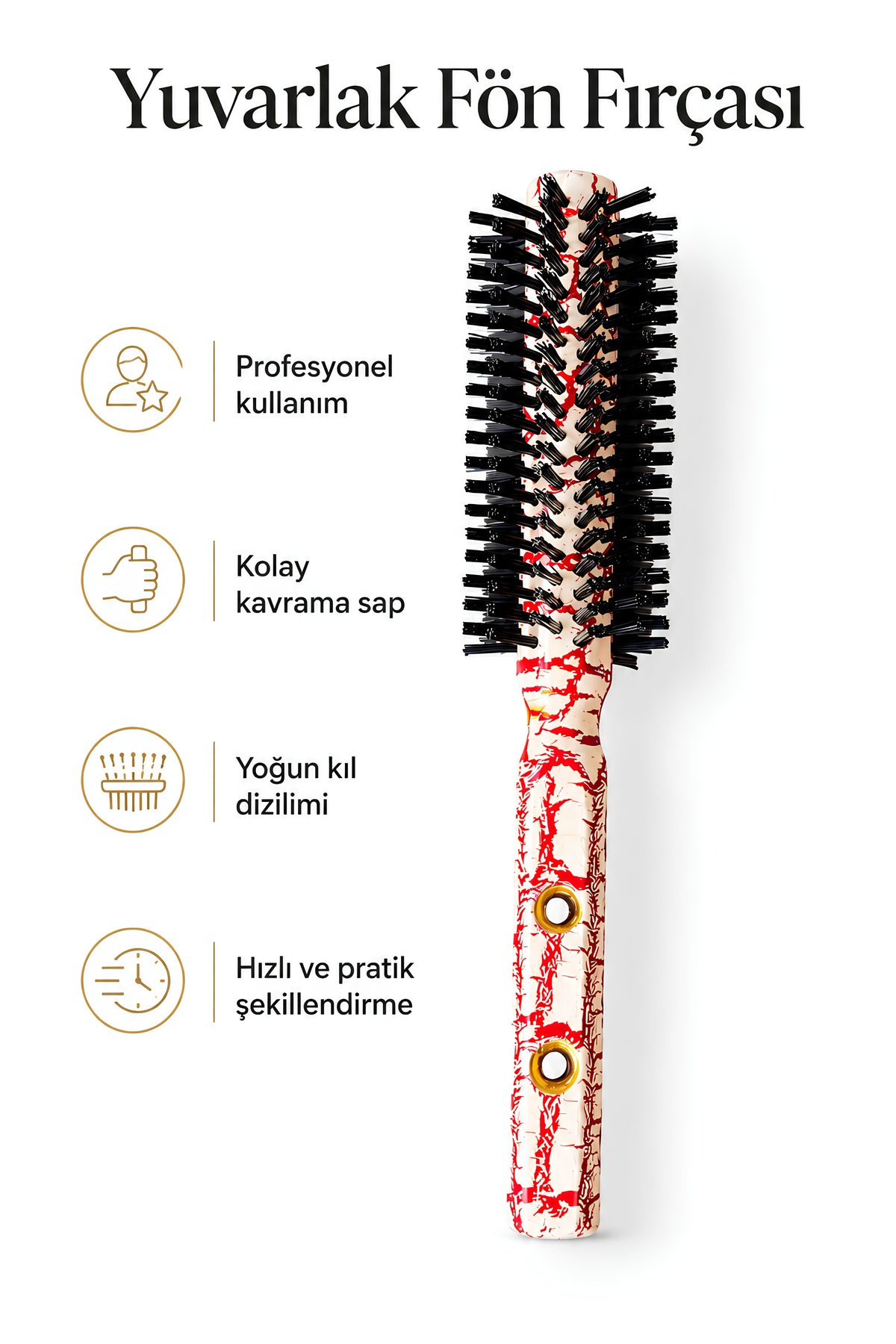 Elsa Professional 60 Çatlak Serisi Fön Fırçası 48 mm Kırmızı