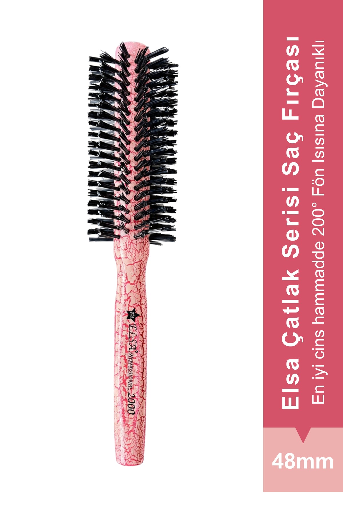 Elsa Professional 2000 Çatlak Serisi Fön Fırçası 48 mm Pembe